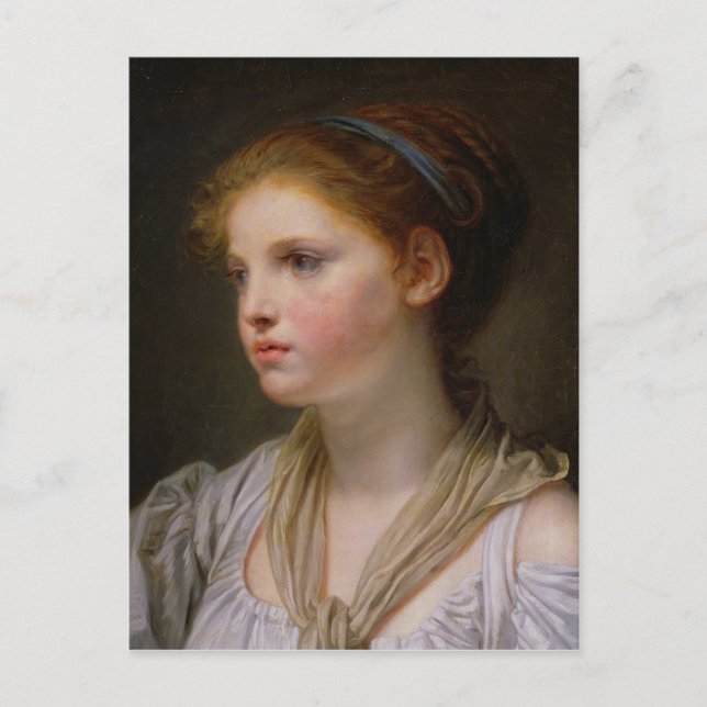 Cartão Postal 0irl com fita azul (Frente)