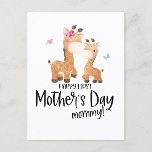 Cartão Postal 1º Dia das Mães Girafa