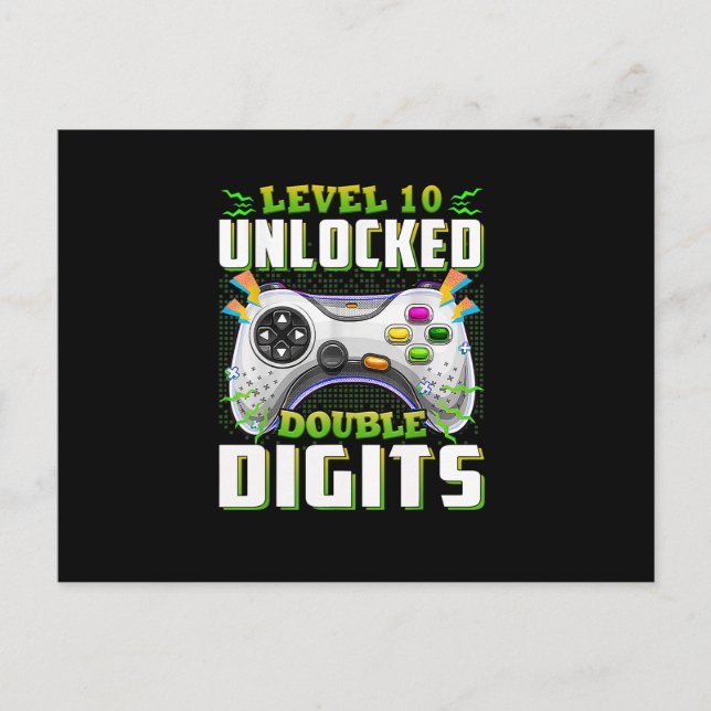 Cartão Postal 10º aniversário para jogadores de vídeo de dois dí (Frente)