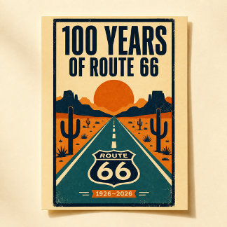 Cartão Postal 100 Anos do Centenário da Rota 66 Vintage American