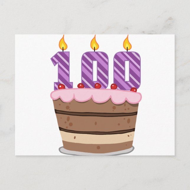 Cartão Postal 100 anos no Bolo de Aniversário (Frente)