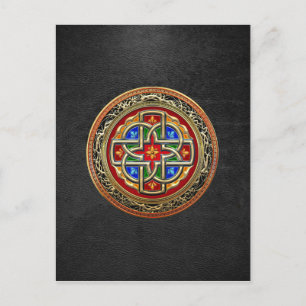 Cartão Postal [100] Cruz Celta [Dourado+Enamel]