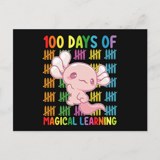 Cartão Postal 100 Dias Da Escola Axolotl De Aprendizagem Mágica (Frente)