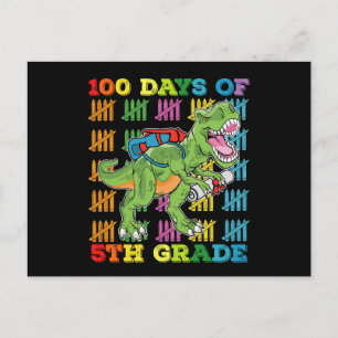 Cartão Postal 100 Dias De Escola De Dinossauro 5 Grau T Rex