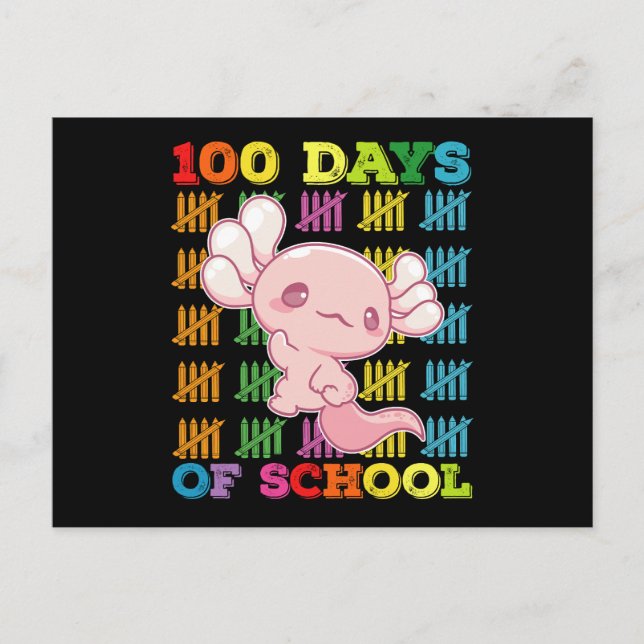 Cartão Postal 100 Dias De Professora Axolotl Escolar (Frente)