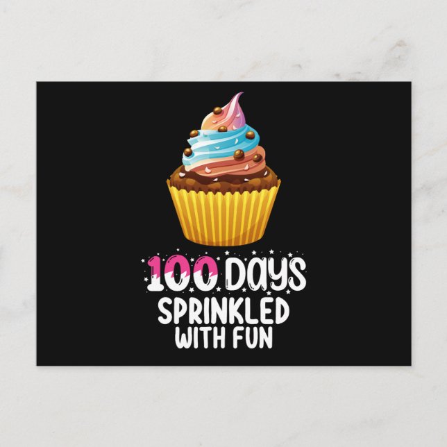 Cartão Postal 100 Dias Empurrados Com Professor De Cupcake Diver (Frente)