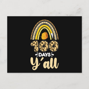 Cartão Postal 100 Dias Y'all 100th Day Of School Leopardo
