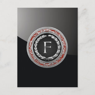 Cartão Postal [100] "F" Monograma de Vintagem Prateada