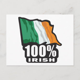 Cartão Postal 100% Irlandês/Bandeira da Irlanda
