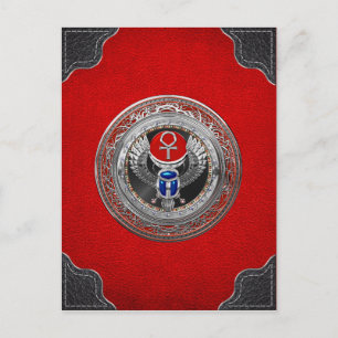 Cartão Postal [100] Sagrada Prata Egípcia Ala Scarab & Ankh