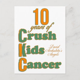 Cartão postal 10 anos da Crush Kids Cancer