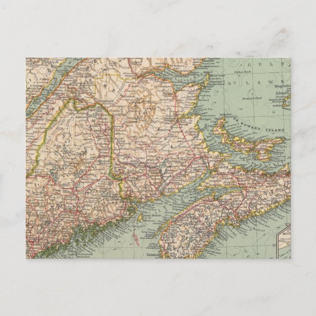 Cartão Postal 129 Maine, Nova Escócia, New Brunswick, Quebec (Frente)