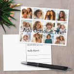 Cartão Postal 12 Colagem de Instagram de Foto com Fundo Branco<br><div class="desc">Adicione seus fotos favoritos a este modelo divertido. Você pode usar fotos do Instagram ou quaisquer fotos para esta grade.</div>