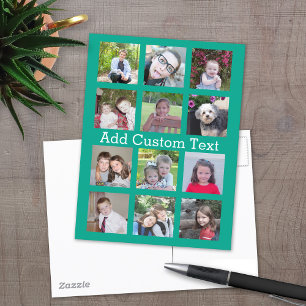 Cartão Postal 12 Colagem de Instagram de Foto com Fundo Verde