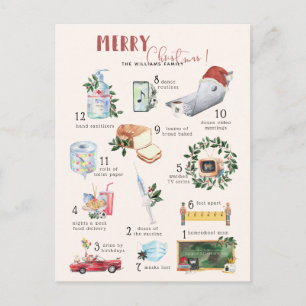 Cartão Postal 12 dias de Covid Feriado de Natal "Quarantine"