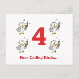 Cartão Postal 12 dias quatro aves chamadoras