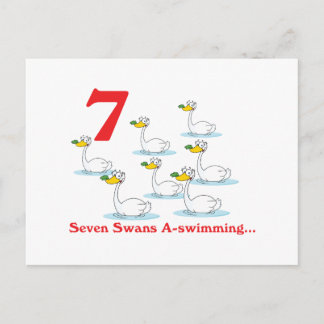 Cartão Postal 12 dias sete cisnes a nadar