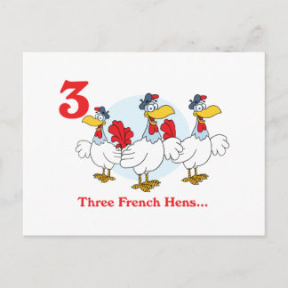 Cartão Postal 12 dias três galinhas francesas