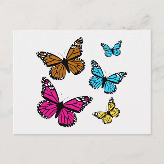 CARTÃO POSTAL 139 BORBOLETAS DE DESENHO ANIMADO COLORIDAS SORTID (Frente)