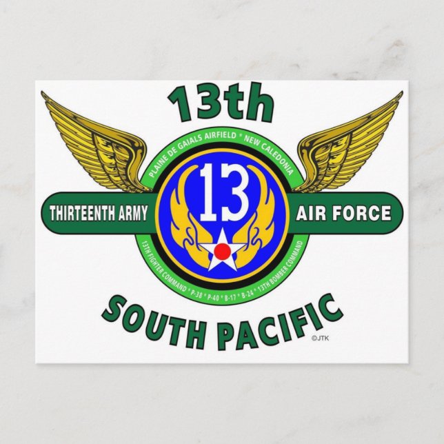 CARTÃO POSTAL 13 ARMY AIR FORCE "SUL PACIFIC" WII (Frente)