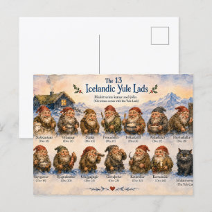 Cartão Postal 13 Duendes Islandeses Natal na Islândia