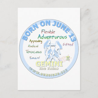 Cartão Postal 14 de junho aniversário - Gêmeos