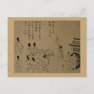 Cartão Postal 1626 Kan’ei Gyōkō 寛永行幸 Escola Kano Japão Xilogravu