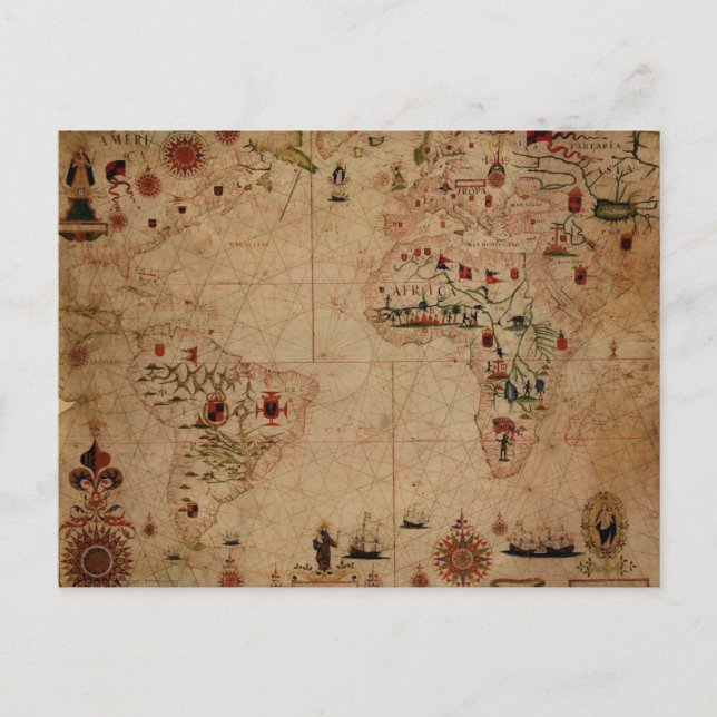 Cartão Postal 1633 Atantic Ocean Portolan Chart - Pascarbonet Ro (Frente)