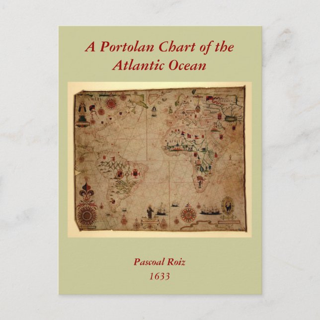 Cartão Postal 1633 Atantic Ocean Portolan Chart - Pascarbonet Ro (Frente)