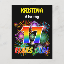 Cartão Postal 17º aniversário - Fogos de artifício divertidos, R