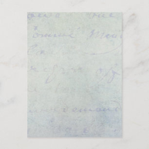 Cartão Postal 1700s Vintage French Blue Script Grunge