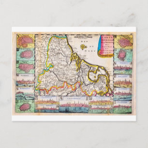 Cartão Postal 1710 Mapa de La Feuille dos Países Baixos Bélgic