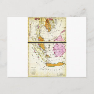 Cartão Postal 1710 Mapa de Ottens do Sudeste Asiático Singapura