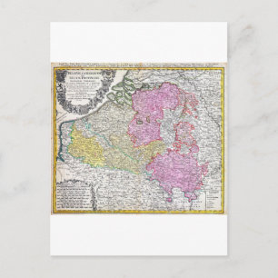 Cartão Postal 1730 Mapa de Herdeiros Homann da Bélgica e do Lux