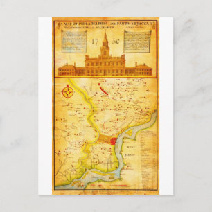 Cartão Postal 1752 1850 Mapa de serra de Filadélfia E