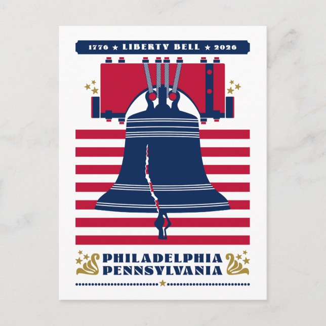Cartão Postal 1776 Estrelas e Stripes da Liberty Bell 2026 (Frente)