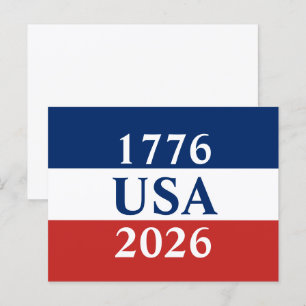 Cartão Postal 1776 EUA 2026 Patriótico Vermelho Branco e Azul