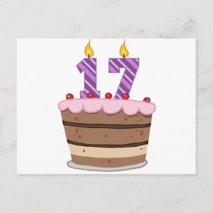 Cartão Postal 17 anos no Bolo de Aniversário