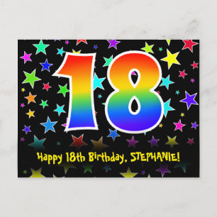 Cartão Postal 18º Aniversário: Padrão de Estrelas Divertidas, Ar