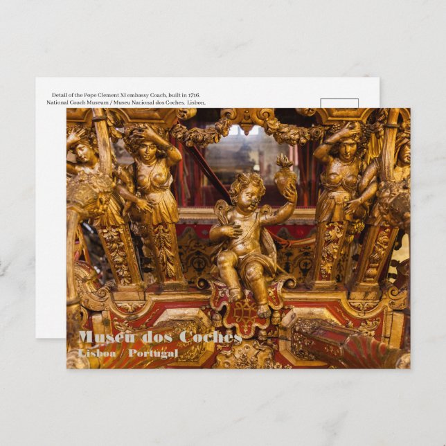 Cartão Postal 18º C. Detalhe do treinador. Museu dos Coches. Lis (Frente/Verso)