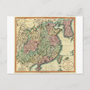 Cartão Postal 1801 Mapa John Cary da China e da Coreia