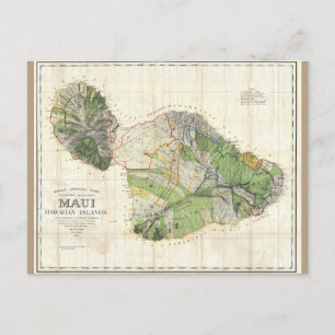 Cartão Postal 1885 De Witt Alexander Map de Maui, Havaí