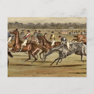 Cartão Postal 1886 Arte Steeplechase Horse
