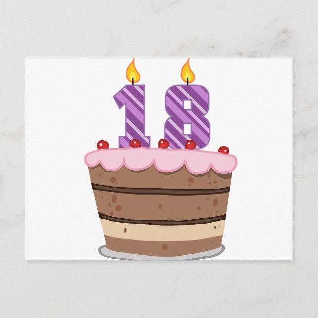 Cartão Postal 18 anos no Bolo de Aniversário (Frente)