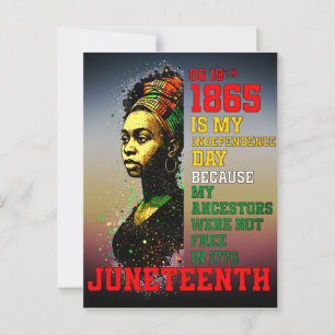 Cartão Postal 18 de junho de 1865 Dia da Independência Pan-Afric