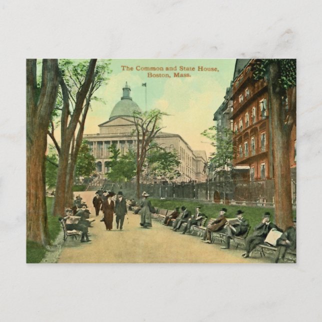 Cartão Postal  1900 Common and State House Boston MA Poster (Frente)