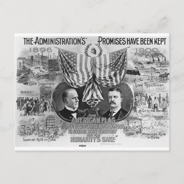 Cartão Postal 1900 Mckinley - Ursinho Roosevelt (Frente)