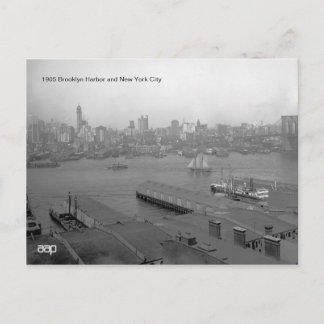 Cartão Postal 1905 Porto de Brooklyn e Cidade de Nova York