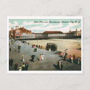 Cartão Postal 1907 Steel Pier & Boardwalk, Atlantic City, NJ Vin