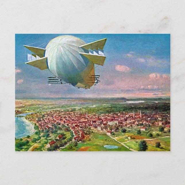 Cartão postal 1908 Zeppelin Vintage LZ3 restaurado (Frente)